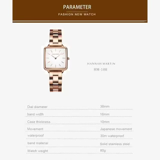 ساعة هانا مارتن النسائية المصنوعة من الفولاذ المقاوم للصدأ موديل (HM-108S)