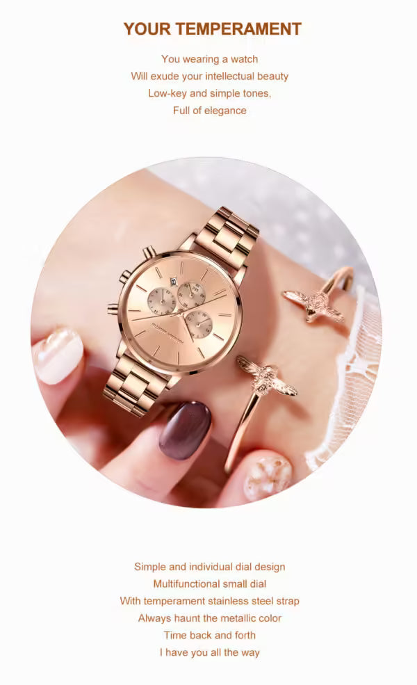 Montre femme HANNAH MARTIN en acier inoxydable, modèle HM-1101 