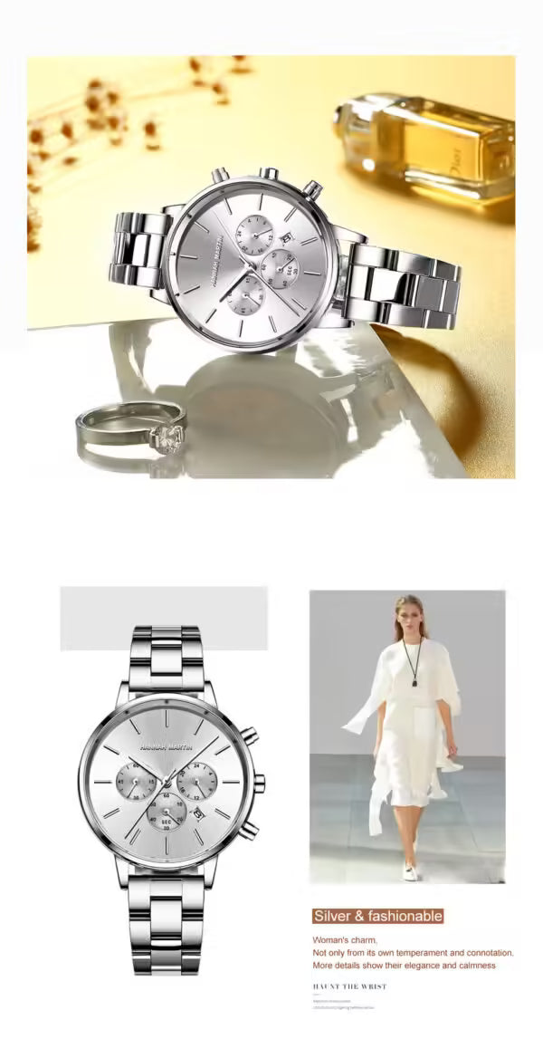 Montre femme HANNAH MARTIN en acier inoxydable, modèle HM-1101 