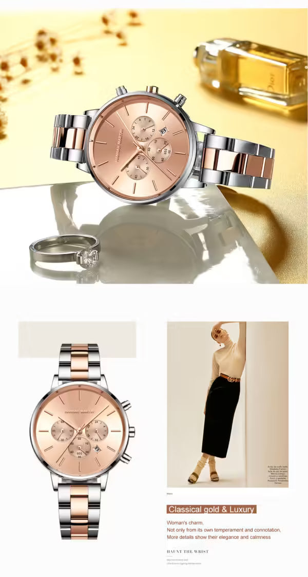 Montre femme HANNAH MARTIN en acier inoxydable, modèle HM-1101 