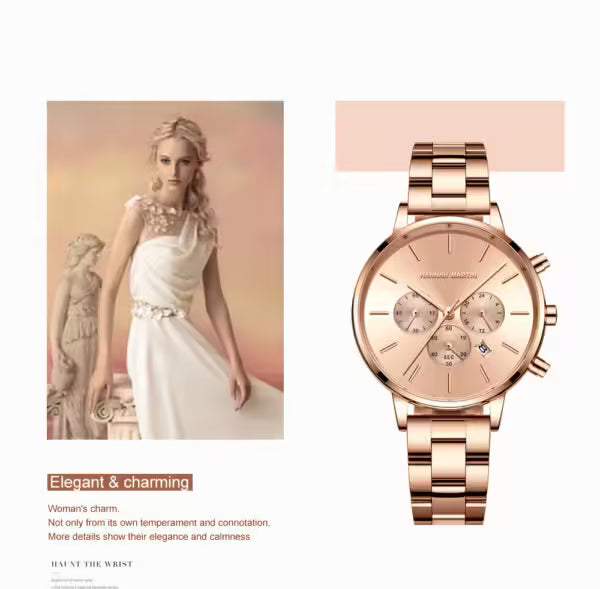 Montre femme HANNAH MARTIN en acier inoxydable, modèle HM-1101 