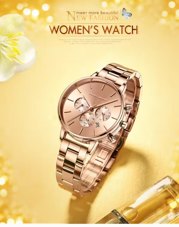 Montre femme HANNAH MARTIN en acier inoxydable, modèle HM-1101 