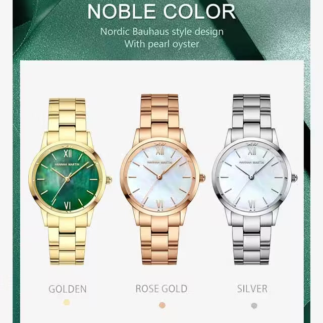 ساعة هانا مارتن النسائية المصنوعة من الفولاذ المقاوم للصدأ موديل (HM-1221S)