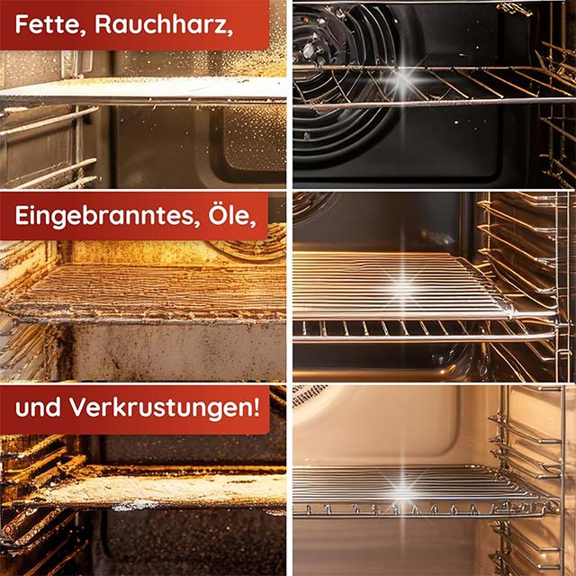 hauszauber® Oven &amp; Grill Cleaner Extra Strong 1000ml – Heavy Duty Gel Paste for Dissolving Tough Encrustations &amp; Burned Grease, No Heating or Scrubbing Required