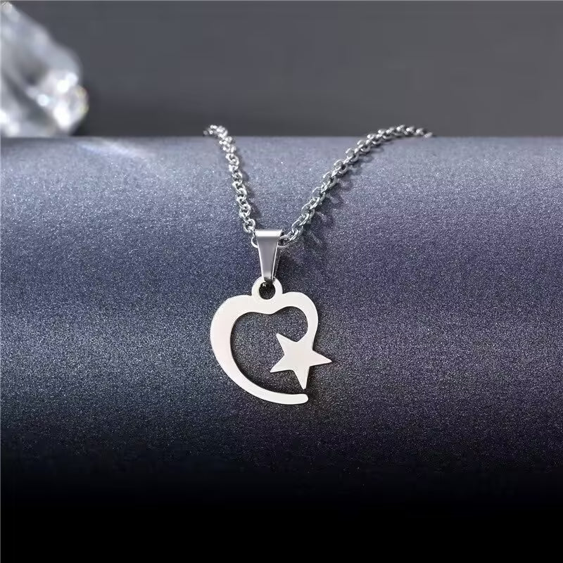 Collier pendentif cœur et étoile pour femme (EGN194)