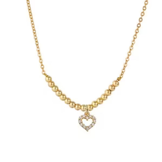Heart Zircon Pendant Women Necklace (EGN031)