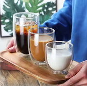 Heat Resistant Double Wall Clear Coffee Glass Mug – Handle-Free Insulated Cup for Hot & Cold Beverages