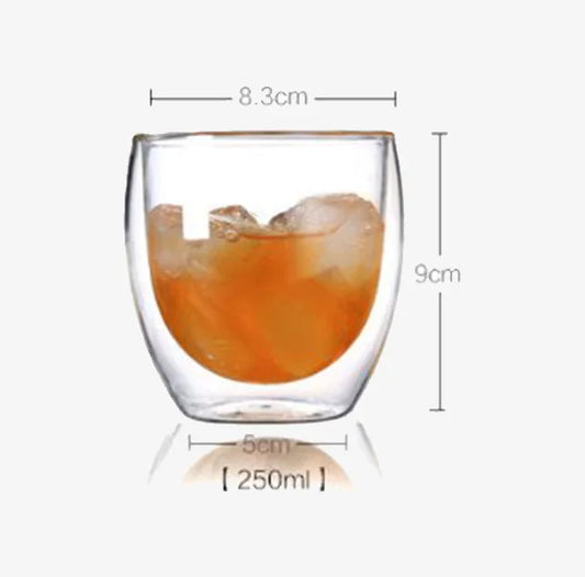 Heat Resistant Double Wall Clear Coffee Glass Mug – Handle-Free Insulated Cup for Hot & Cold Beverages