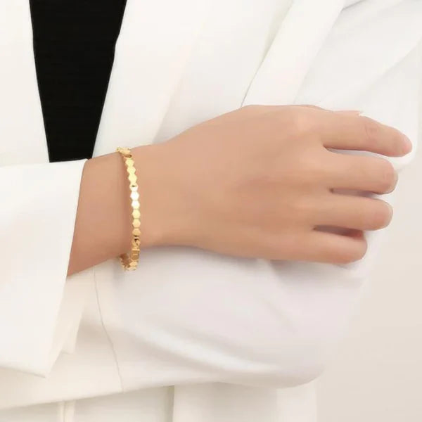 Bracelet jonc hexagonal en nid d'abeille pour femme (EGBT353)