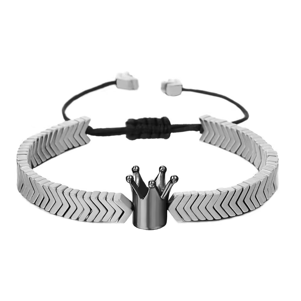 High Quality Hematite Beads Shamballa Size Adjustable Unisex Bracelet (EGBT183)