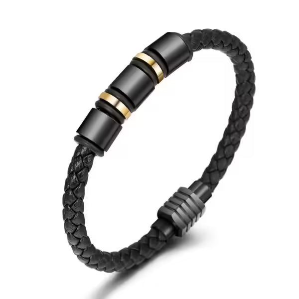 High Quality Stainless Steel Leather Bracelet (EGBT052)