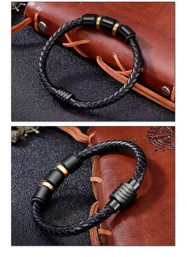 High Quality Stainless Steel Leather Bracelet (EGBT052)