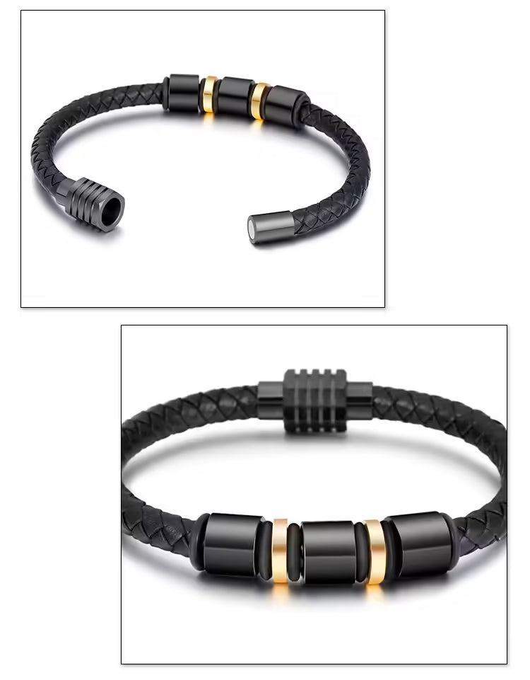 High Quality Stainless Steel Leather Bracelet (EGBT052)