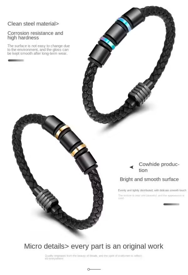 High Quality Stainless Steel Leather Bracelet (EGBT052)