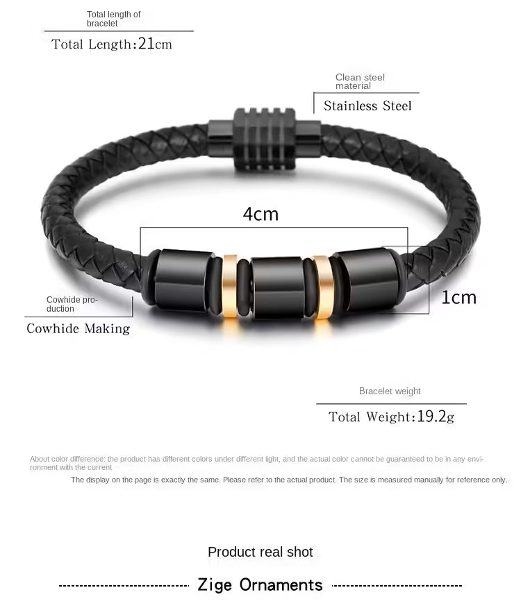 High Quality Stainless Steel Leather Bracelet (EGBT052)