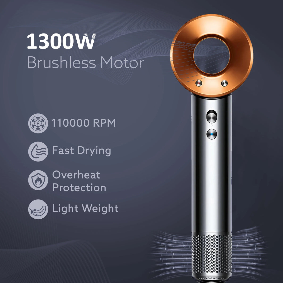Professional Leafless Negative Ion Hair Dryer – High-Speed Constant Temperature Blow Dryer for Home Use