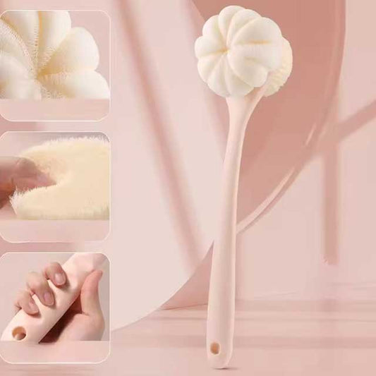 Home Bathroom Bath Brush – Long Handle Soft Fur Back Scrubber for Back Rubbing, No Need to Hang