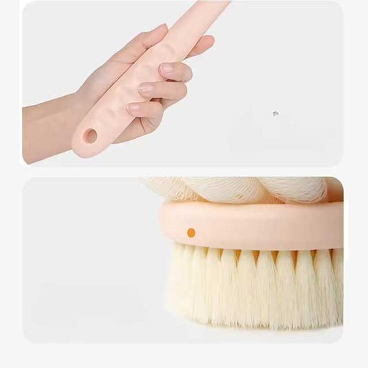 Home Bathroom Bath Brush – Long Handle Soft Fur Back Scrubber for Back Rubbing, No Need to Hang