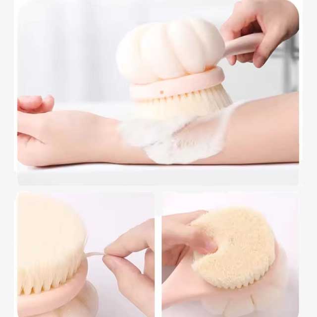 Home Bathroom Bath Brush – Long Handle Soft Fur Back Scrubber for Back Rubbing, No Need to Hang