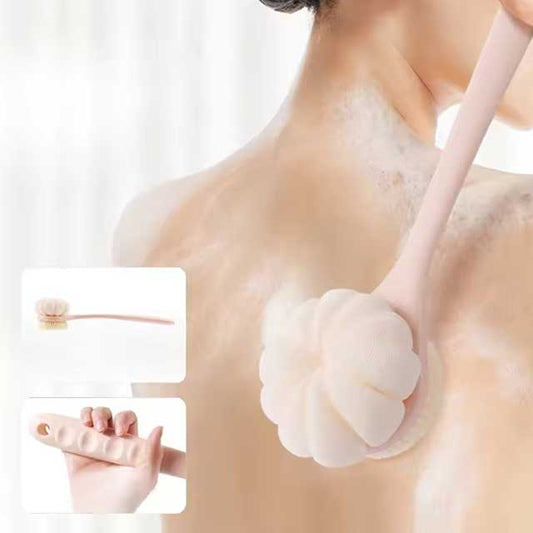 Home Bathroom Bath Brush – Long Handle Soft Fur Back Scrubber for Back Rubbing, No Need to Hang