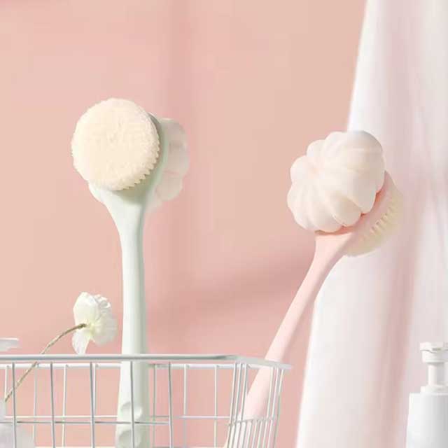 Home Bathroom Bath Brush – Long Handle Soft Fur Back Scrubber for Back Rubbing, No Need to Hang
