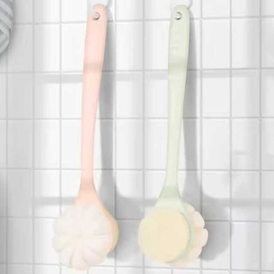 Home Bathroom Bath Brush – Long Handle Soft Fur Back Scrubber for Back Rubbing, No Need to Hang