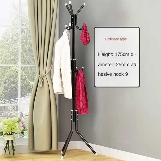 9-Hook Metal Clothes Tree Coat Rack - Space-Saving Portable Stand for Coats, Handbags, Scarves, Hats & Bedroom Decor
