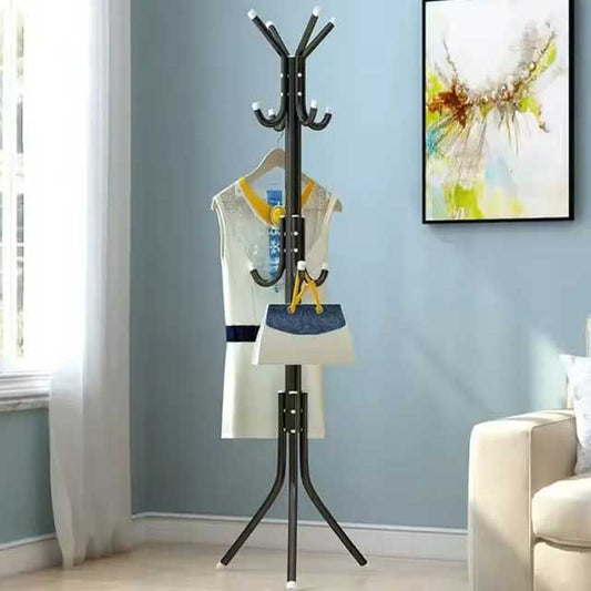 9-Hook Metal Clothes Tree Coat Rack - Space-Saving Portable Stand for Coats, Handbags, Scarves, Hats & Bedroom Decor