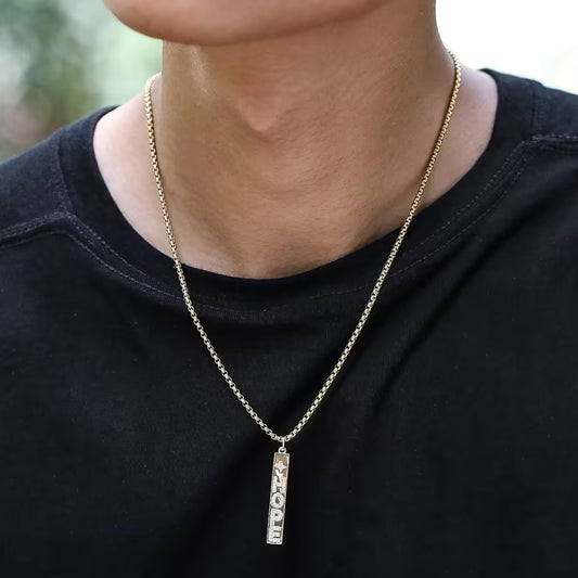 Collier unisexe avec pendentif rectangulaire « HOPE » (EGN125)