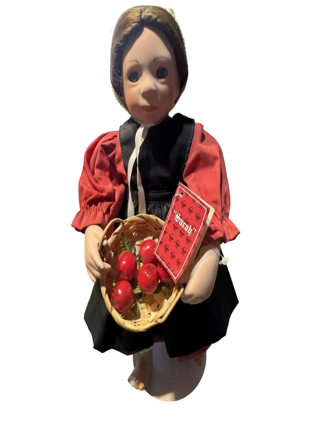 Vintage 1991 “Sarah” Amish Blessings Doll by Julie Good-Kruger – Traditional Amish Girl with Apple Basket Cottage Décor