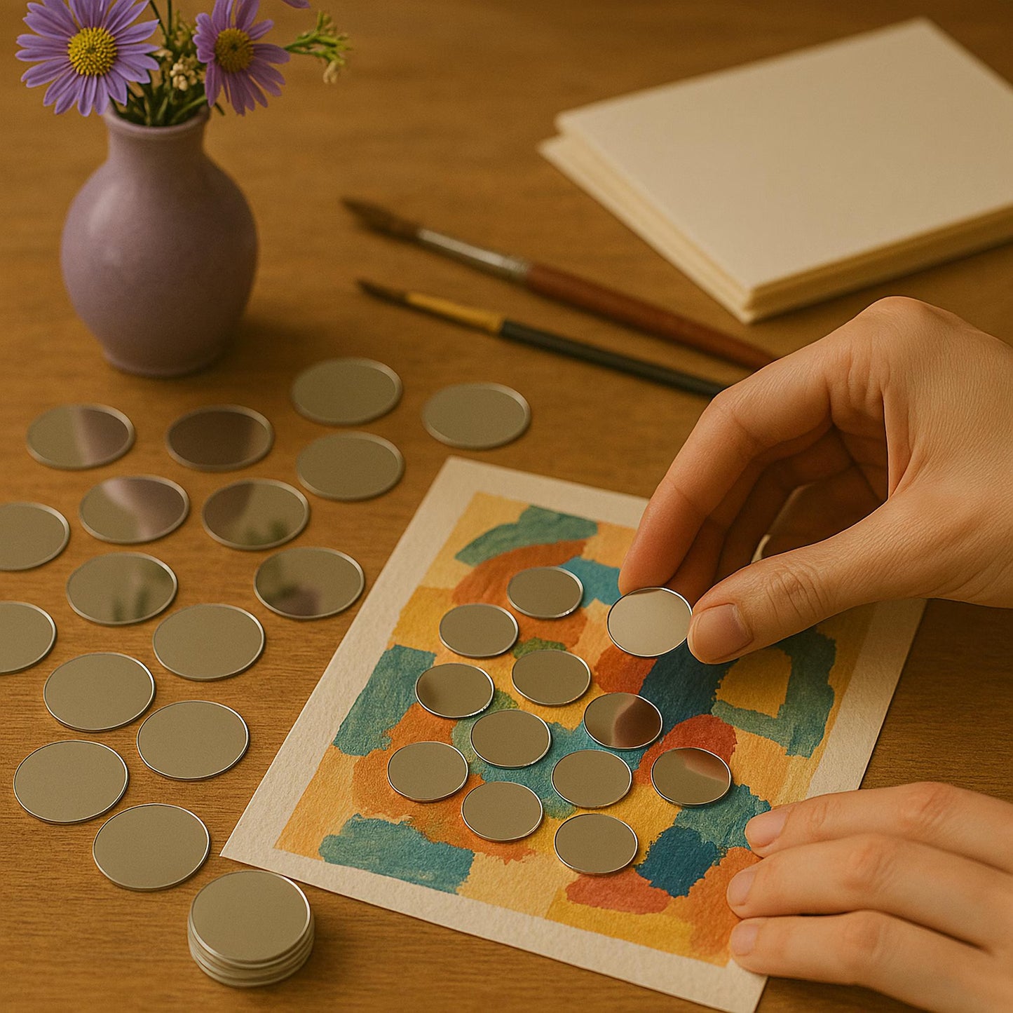 59-Piece Self-Adhesive Acrylic Craft Mirror Circles – 5cm Round, 1mm Thick Peel & Stick Mirror Discs for DIY Crafts, Home Decor & Art Projects