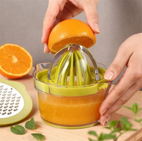 Multifunction Manual Citrus Juicer & Grater Set – Lemon, Orange & Fruit Juice Squeezer with Measuring Cup