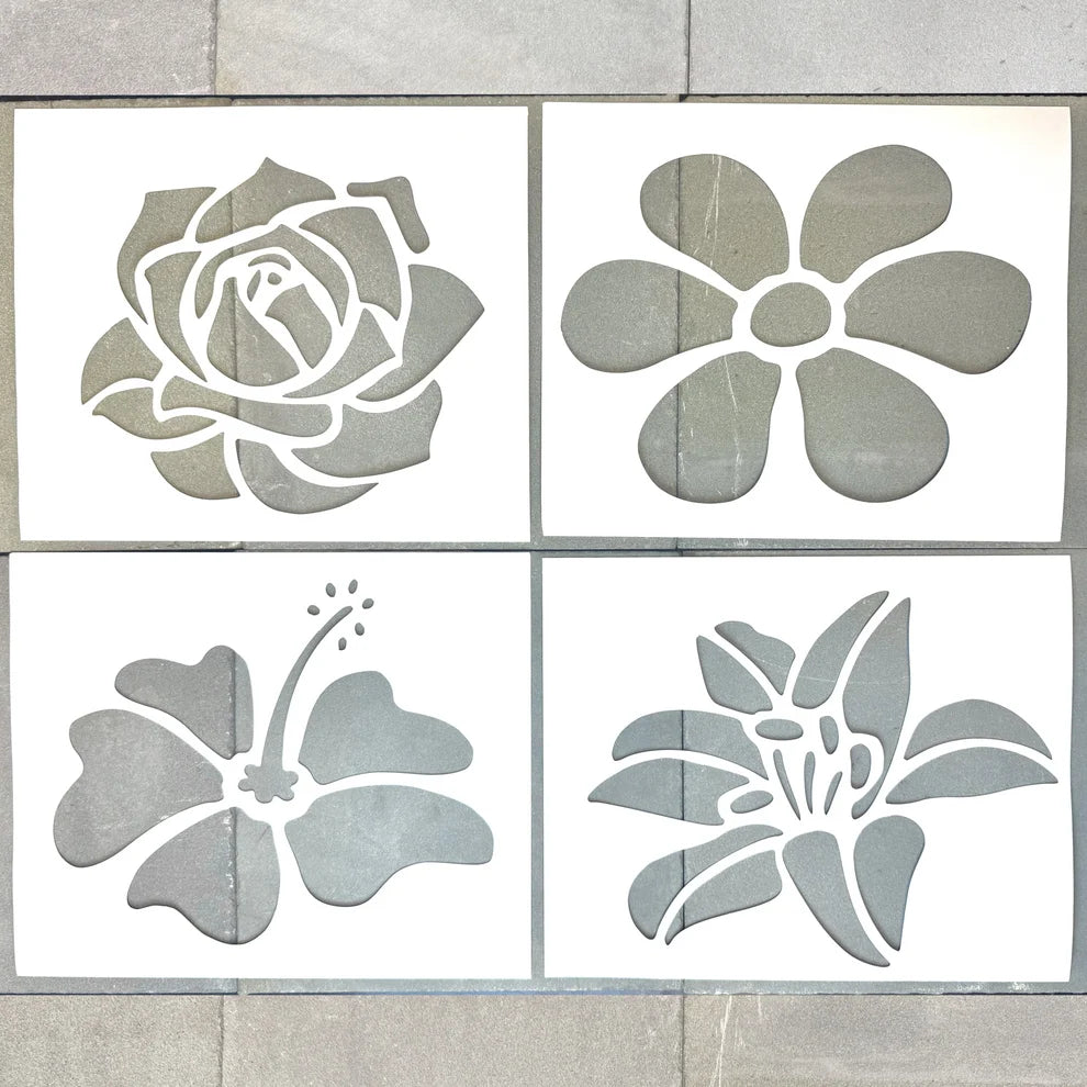 36-Piece Flower Blossom Pop-Out Stencil Set 12.5×12.5cm | Reusable Floral Painting Templates for DIY Crafts, Walls, Furniture & Fabric