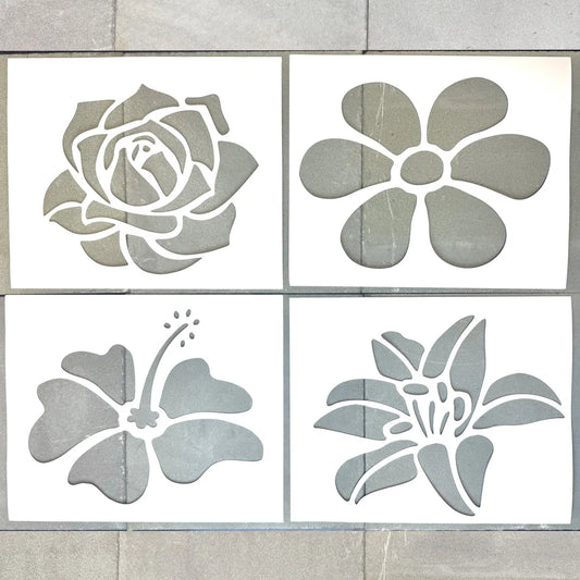 36-Piece Flower Blossom Pop-Out Stencil Set 12.5×12.5cm | Reusable Floral Painting Templates for DIY Crafts, Walls, Furniture & Fabric