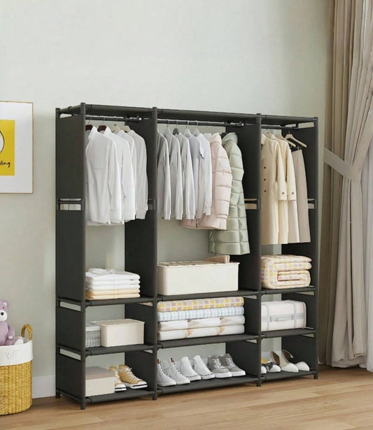 Simple Multi-Functional Coat and Hat Rack – Floor-Standing Bedroom & Dormitory Clothes Hanger – Heavy-Duty Iron Drying Rack for Garments, Bags, and Shoes – Space-Saving Storage Holder for Small Spaces