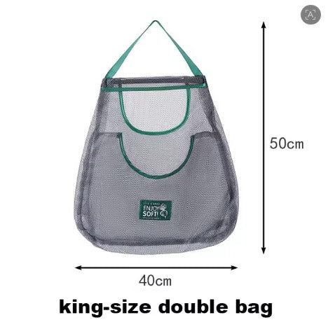 Reusable Mesh Hanging Storage Bags - Breathable Kitchen Net Bag for Fruit and Vegetables - Wall-Mounted Organizer for Garlic, Onions, Ginger, and Potatoes