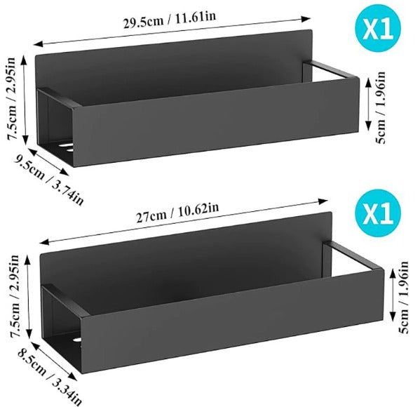 Lot de 2 étagères de rangement magnétiques – Étagère de suspension latérale robuste pour réfrigérateur et machine à laver, organisateur de cuisine magnétique multifonctionnel