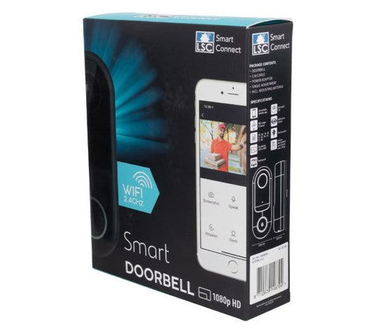 LSC Smart Connect Outdoor Video Doorbell Camera and LSC Smart Chime | WiFi Smart Doorbell with HD Camera, Motion Detection & Two-Way Audio | Smart Home Security (Black)