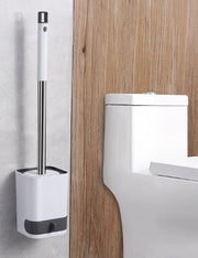 Long Handle Toilet Brush – Wall-Mounted Punch-Free WC Cleaner – Self-Draining Base & Ergonomic Plastic Scrub Brush for Bathroom Hygiene