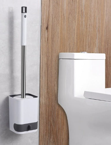 Long Handle Toilet Brush – Wall-Mounted Punch-Free WC Cleaner – Self-Draining Base & Ergonomic Plastic Scrub Brush for Bathroom Hygiene