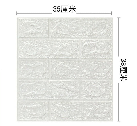(38cmX35cm) 1 PIECE Self-Adhesive 3D Foam Wall Sticker – Waterproof Peel and Stick Brick Wallpaper – Faux Brick Wall Panels for Interior Home Decoration