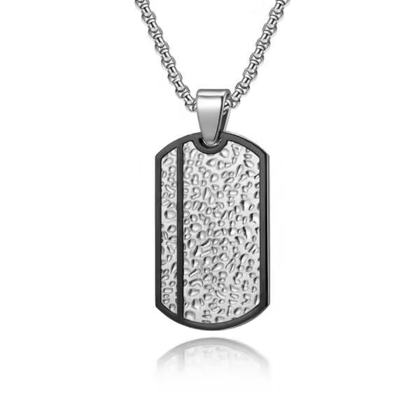 Collier pendentif homme à motif carré à surface irrégulière (EGN104)