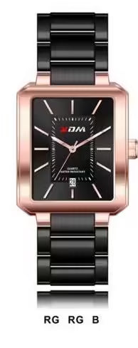 Montre rectangulaire en acier inoxydable KDM pour femme