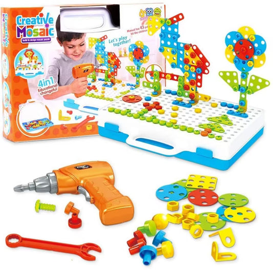 Jeu de construction pour enfants avec perceuse et tournevis (ensemble éducatif)