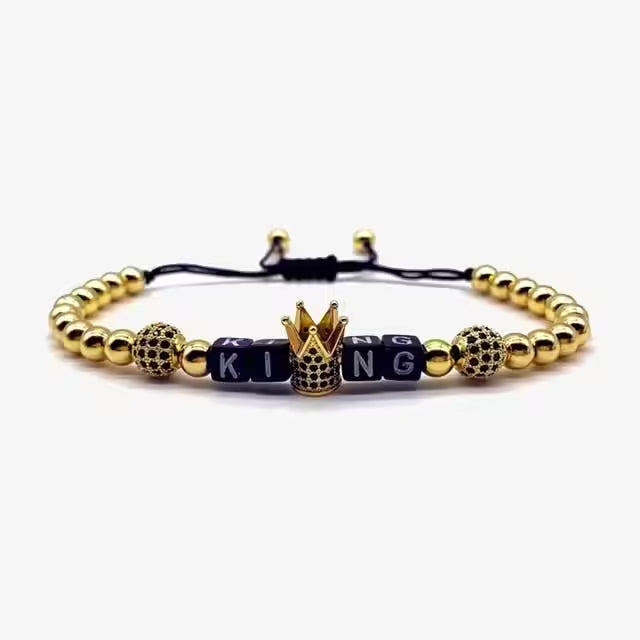 KING & QUEEN Shamballa Couples Size Adjustable Bracelets (EGBT170)