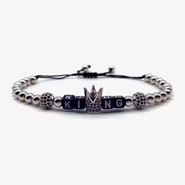KING & QUEEN Shamballa Couples Size Adjustable Bracelets (EGBT170)