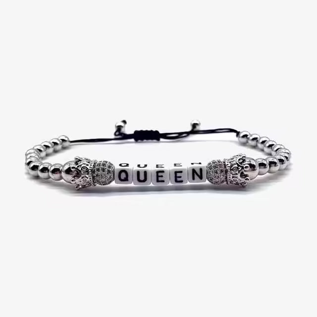 KING & QUEEN Shamballa Couples Size Adjustable Bracelets (EGBT170)