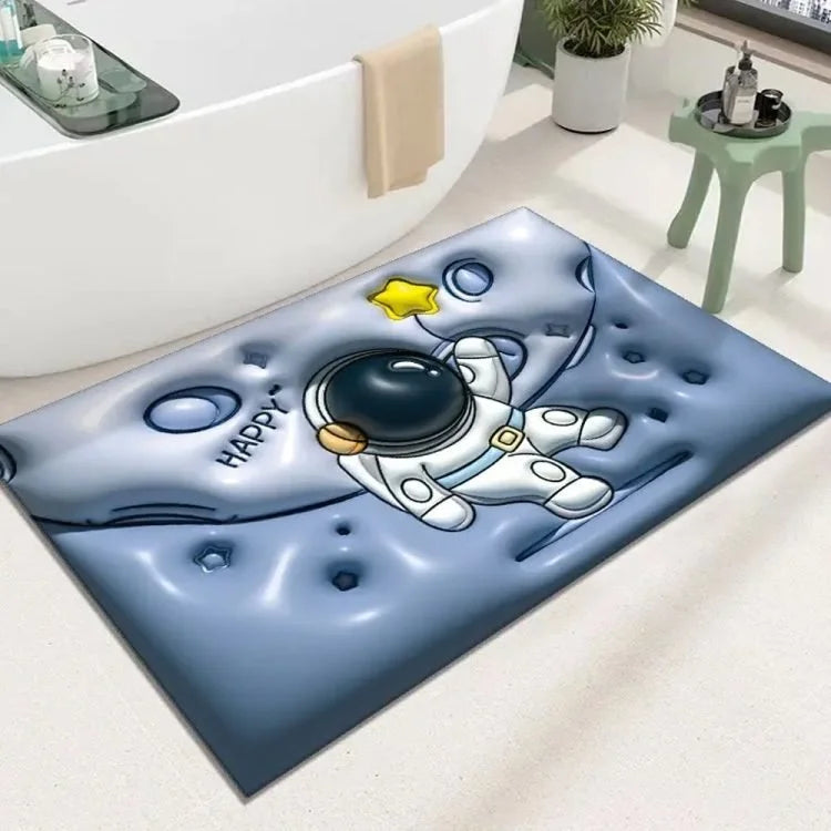 Tapis de sol 3D absorbant l'eau de qualité supérieure 60 × 40 cm – Tapis antidérapant à séchage rapide pour salle de bain, cuisine et entrée