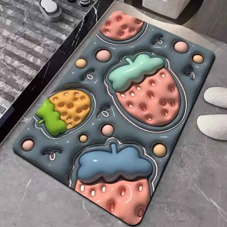 Tapis de sol 3D absorbant l'eau de qualité supérieure 60 × 40 cm – Tapis antidérapant à séchage rapide pour salle de bain, cuisine et entrée