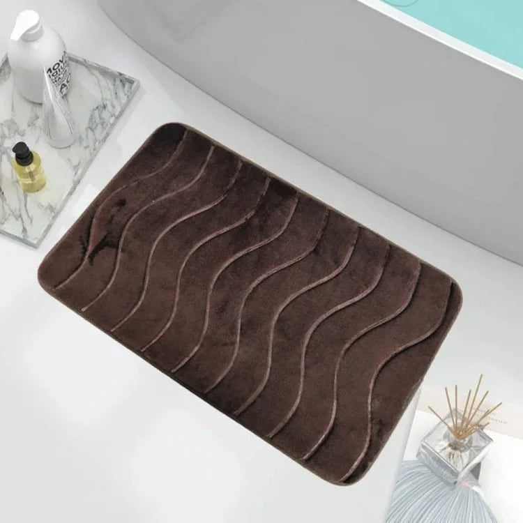 Tapis de bain en mousse à mémoire de forme – Tapis de salle de bain antidérapant et absorbant avec surface en velours doux